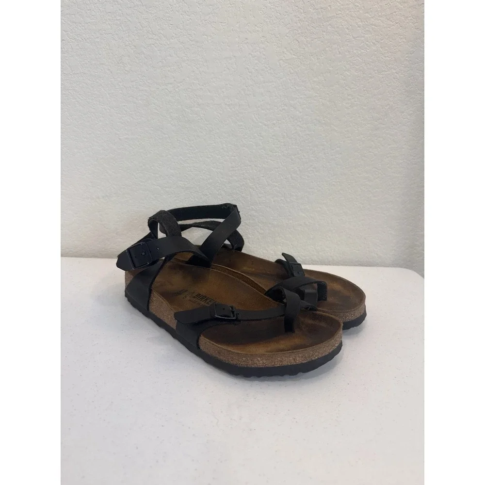 Birkenstock Yara Sandals Womens 40 Ankle Strap Casual Comfort Low Top Flat Brown